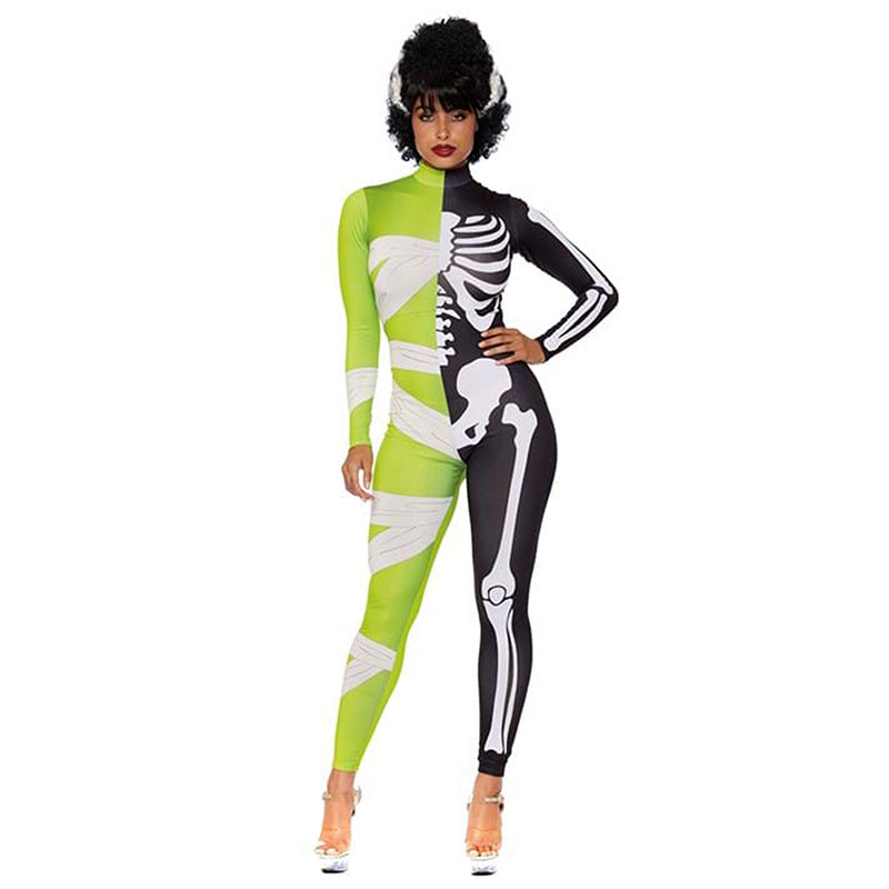 Herren Halloween Kostüm Halb Mumie Halb Skelett 0