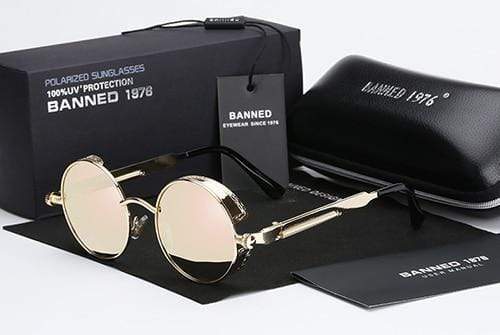 Herren Sonnenbrille Runde Steampunk Retro 5