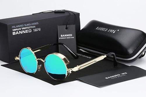 Herren Sonnenbrille Runde Steampunk Retro 6