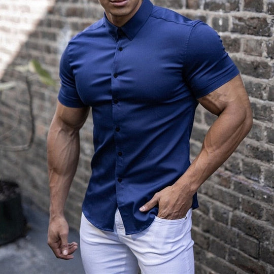 Herren T-Shirt Kurzarm Muskelbetont Sportlich 5