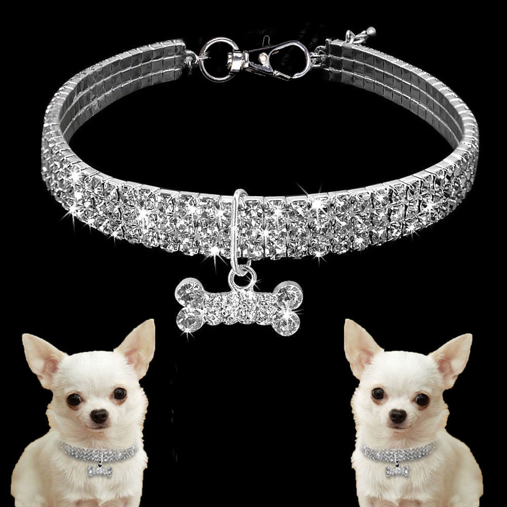 Hunde- und Katzenhalsband mit Glitzer und Strass für besondere Anlässe 3