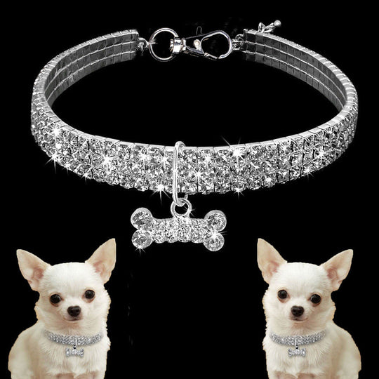 Hunde- und Katzenhalsband mit Glitzer und Strass für besondere Anlässe 3