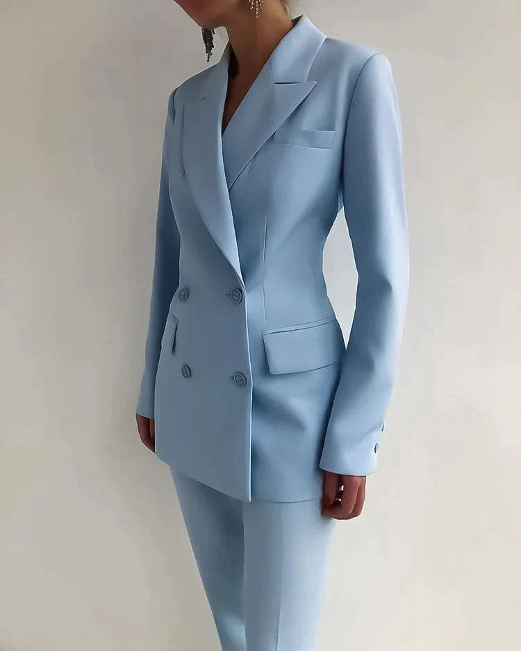 Damen Blazer Set Elegantes Design Hochwertiger Stoff, Blazer und Hose Set-2