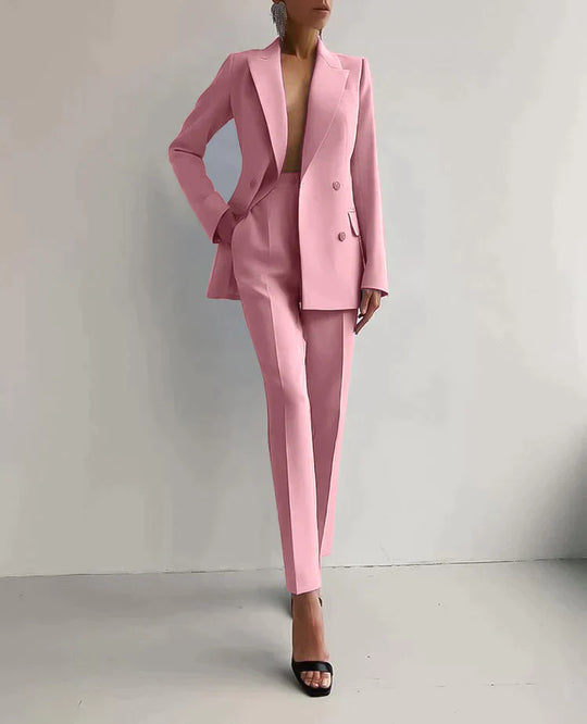 Damen Blazer Set Elegantes Design Hochwertiger Stoff, Blazer und Hose Set-5