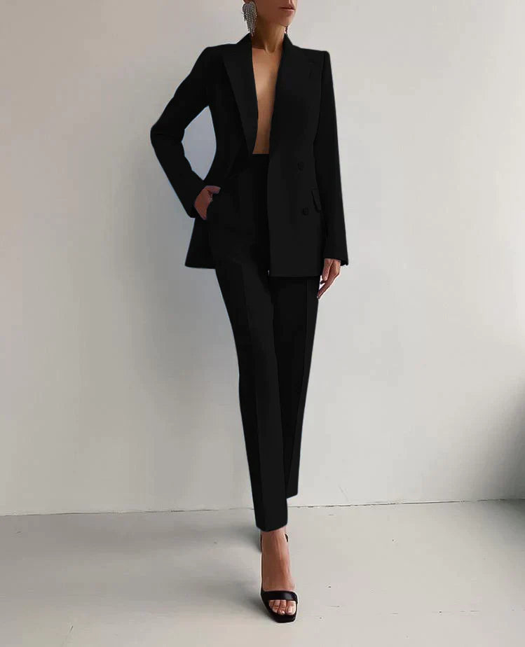 Damen Blazer Set Elegantes Design Hochwertiger Stoff, Blazer und Hose Set-3