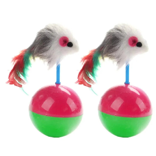 Katzenspielzeug Maus mit Federn für Aktives Spielen - Set mit 2 Stück 0