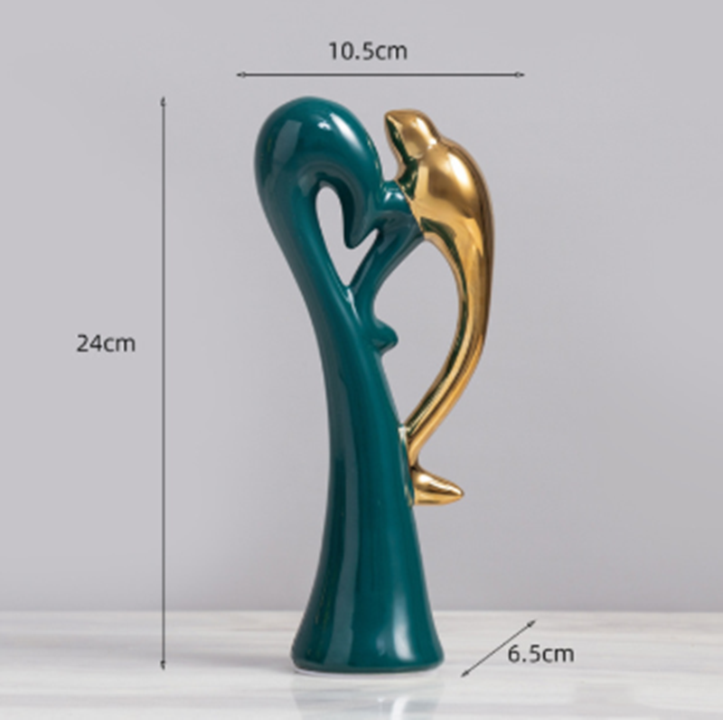 Keramische Dekoration Turteltauben mit goldenen Akzenten 2