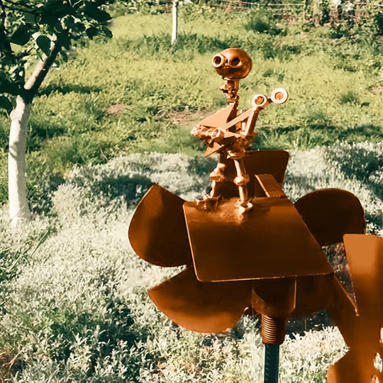 Kinetische Gartenskulptur Windmühle Rock Band für Garten und Terrasse 6