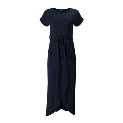 Kurzärmeliges Maxikleid Mit Rundhalsausschnitt