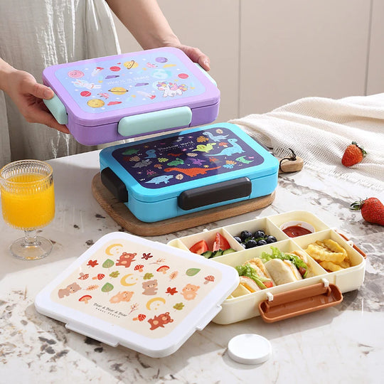 Lunchbox mit Tiermotiven und sicherem Verschluss für Kinder und Erwachsene 1