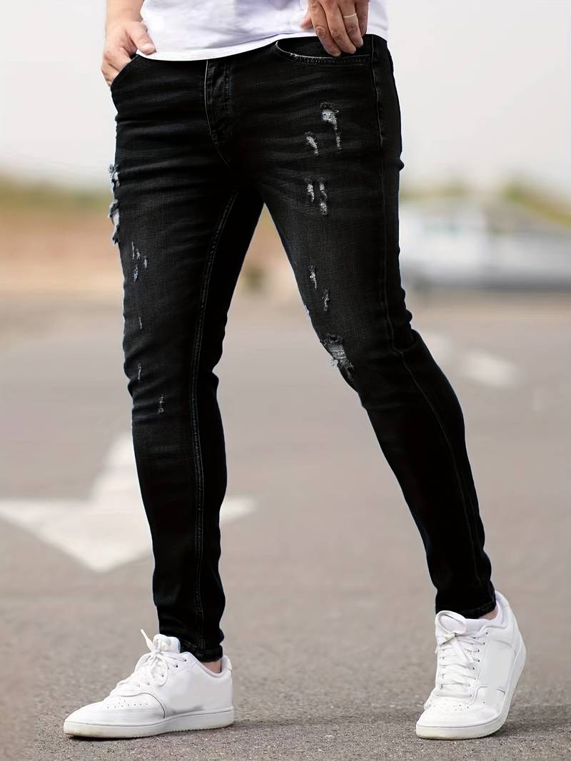 Herren Jeans Zerrissene Denim Moderner Stil-1