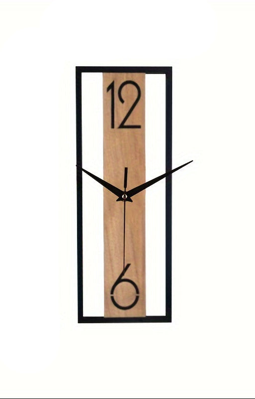 Moderne Rechteckige Wanduhr Mit Holzmaserung Für Wohnzimmer Und Büro 0