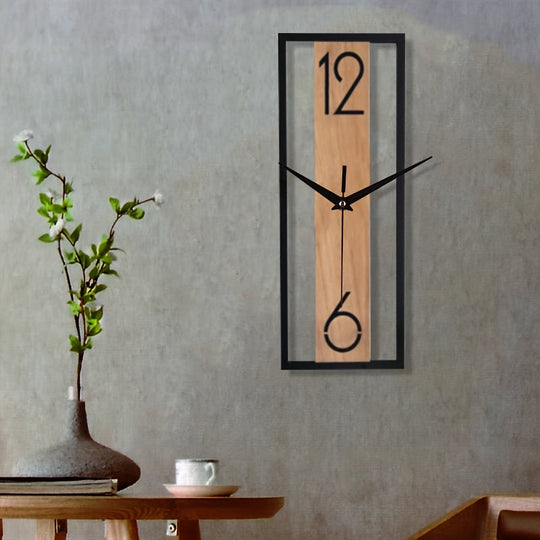 Moderne Rechteckige Wanduhr Mit Holzmaserung Für Wohnzimmer Und Büro 1