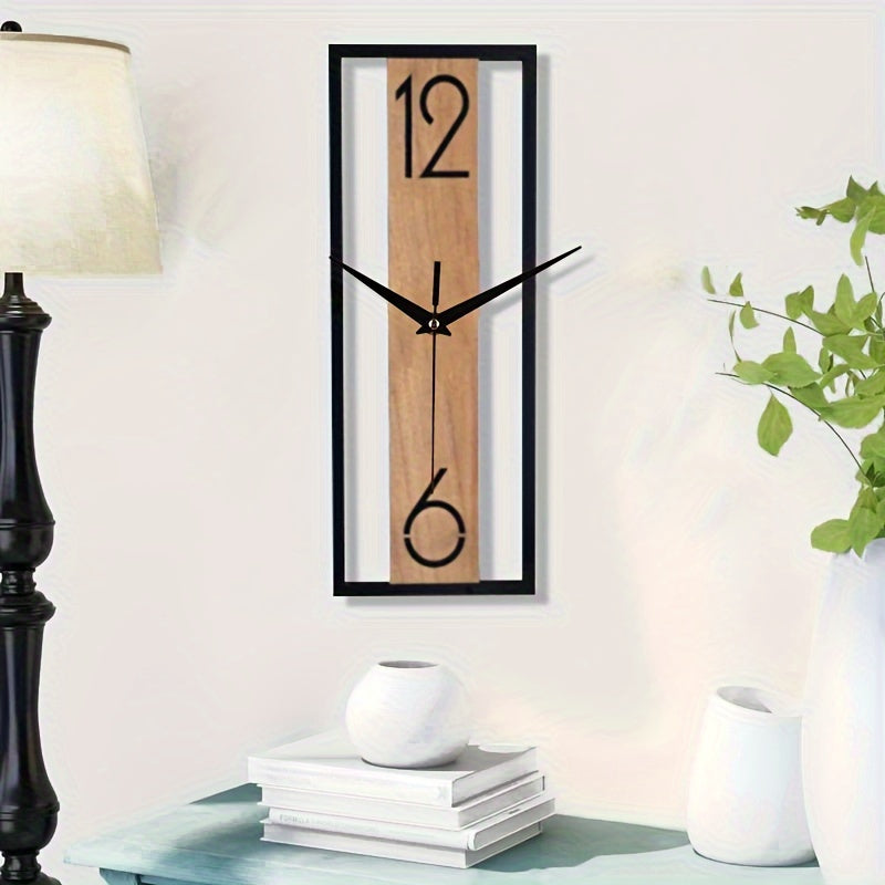 Moderne Rechteckige Wanduhr Mit Holzmaserung Für Wohnzimmer Und Büro 2