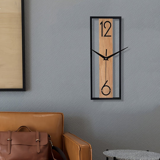Moderne Rechteckige Wanduhr Mit Holzmaserung Für Wohnzimmer Und Büro 3