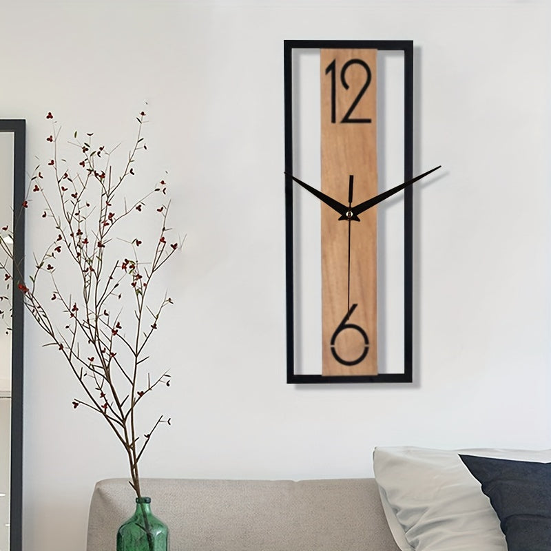 Moderne Rechteckige Wanduhr Mit Holzmaserung Für Wohnzimmer Und Büro 5