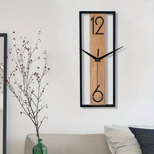 Moderne Rechteckige Wanduhr Mit Holzmaserung Für Wohnzimmer Und Büro 5