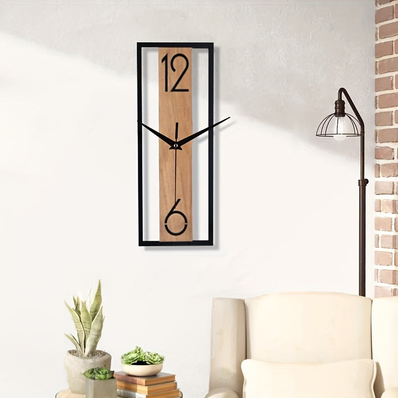 Moderne Rechteckige Wanduhr Mit Holzmaserung Für Wohnzimmer Und Büro 7