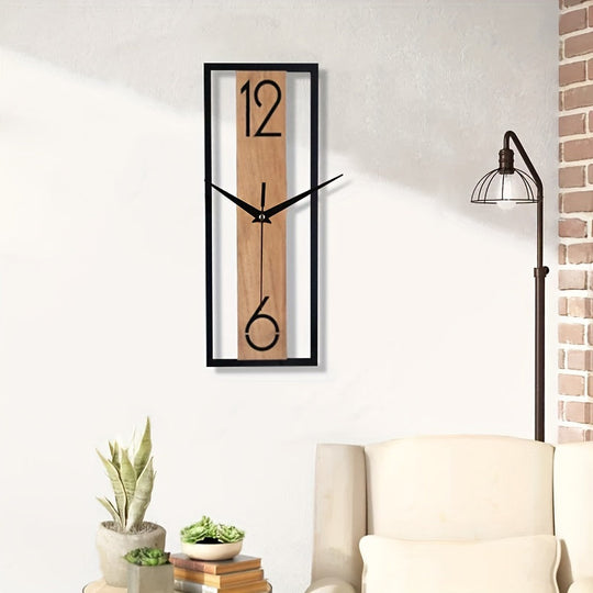 Moderne Rechteckige Wanduhr Mit Holzmaserung Für Wohnzimmer Und Büro 7