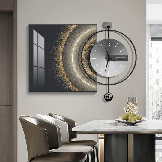 Moderne Wanduhr für Wohn- und Esszimmer mit Geräuschlosem Quarzmechanismus 1