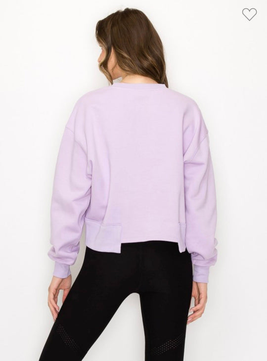 Oversized Sweatshirt für Damen, Gekürzte Form, Lila 1