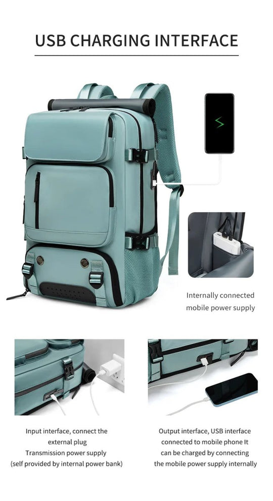 Reiserucksack Herren Damen mit USB-Anschluss und Schuhfach für Reisen Handgepäck 4