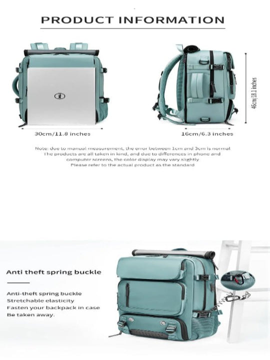 Reiserucksack Herren Damen mit USB-Anschluss und Schuhfach für Reisen Handgepäck 5