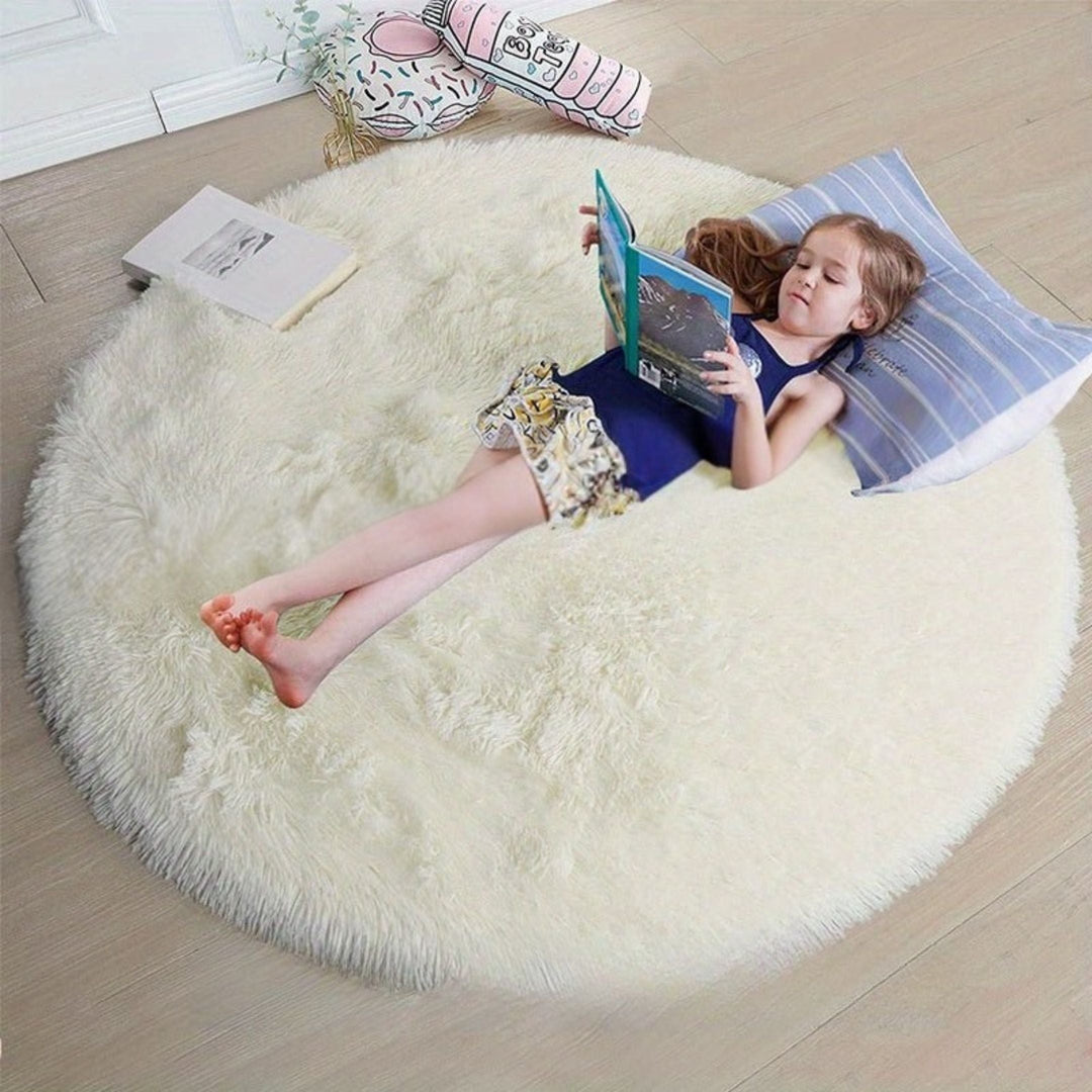 Runder Waschbarer Teppich Clouda für Wohnzimmer und Kinderzimmer, Rutschfeste Unterseite, Gemütliches Design 11