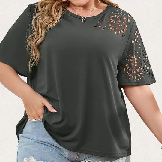 Variant image for Damen T-Shirt Chiffon-Ausschnitt Baumwolle Bequem-17