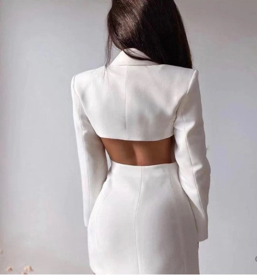 Damen Blazerkleid Zweireihig Festlich Polyester-3