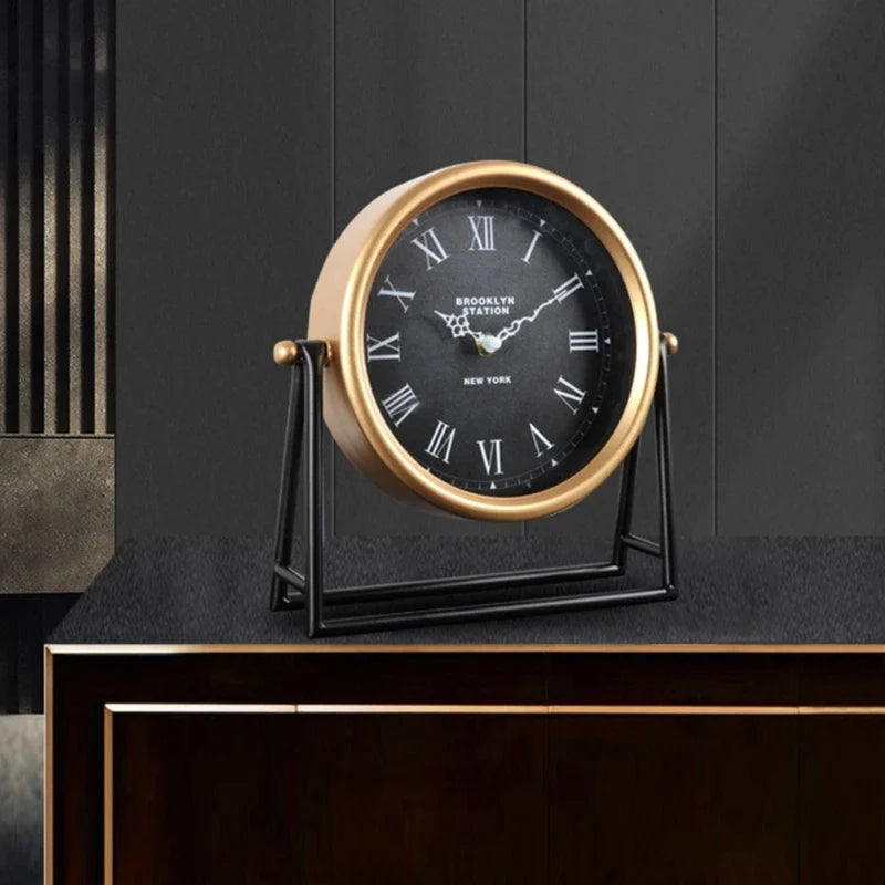 Tischuhr Vintage-Stil Für Heimbüro – Retro Design Mit Leisem Quarzwerk 0