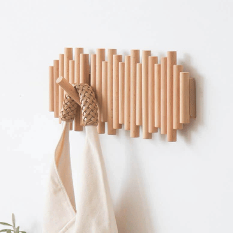 Wandgarderobe Aus Holz Im Skandinavischen Design Für Mäntel Und Taschen 0