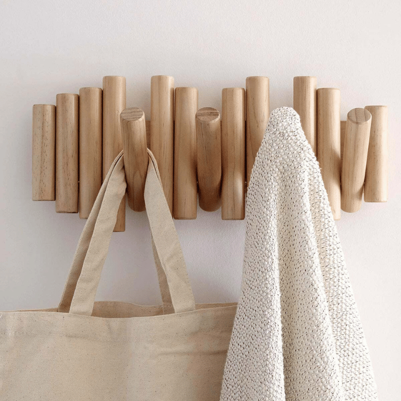 Wandgarderobe Aus Holz Im Skandinavischen Design Für Mäntel Und Taschen 2