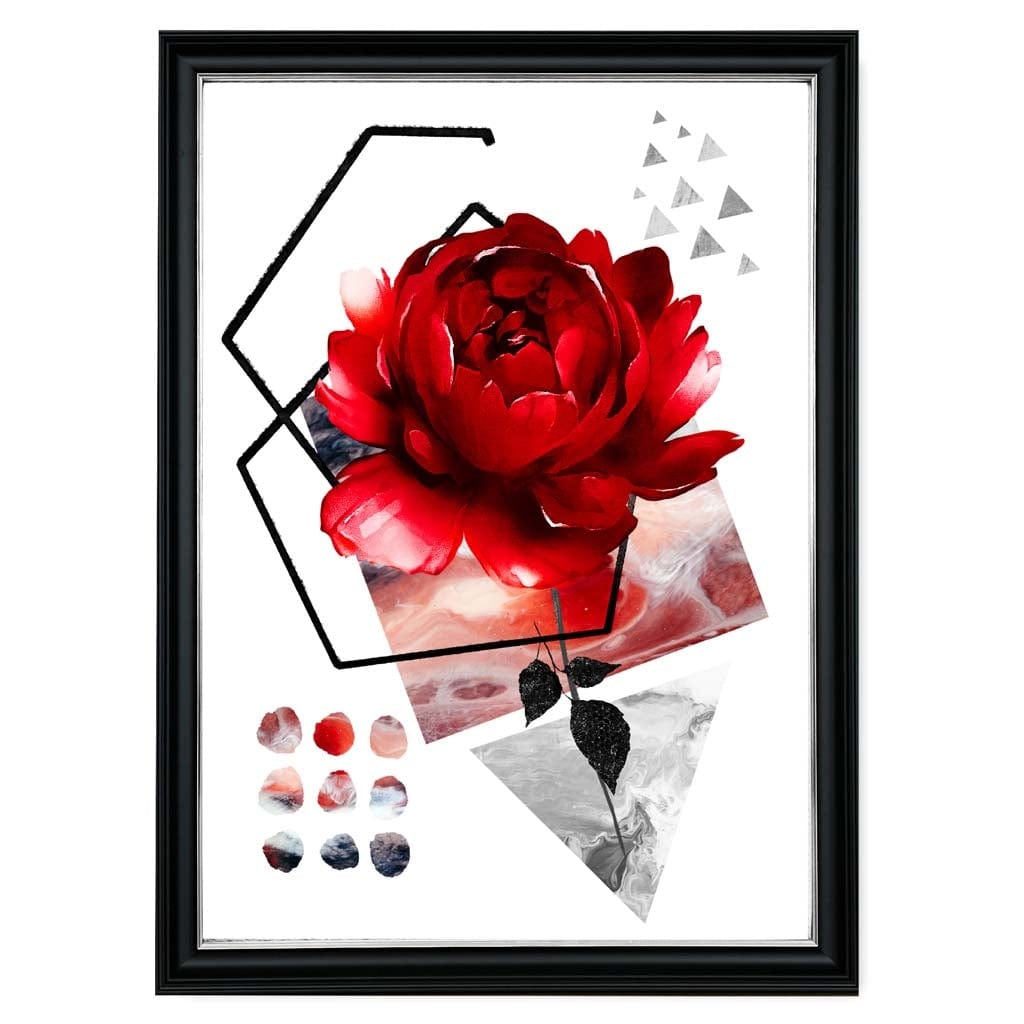 Wandkunst Druck Abstrakte Blume Schwarz-Rot Geometrisch 0