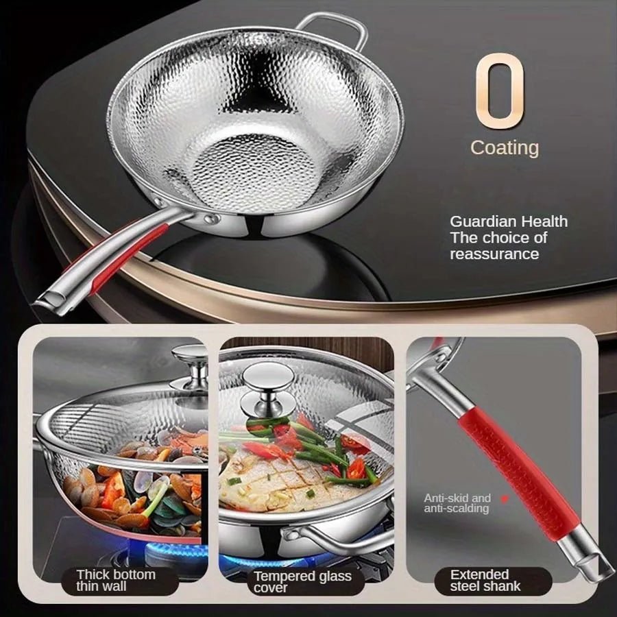Wok Pfanne Induktion Rund Boden 32 cm für Vielseitiges Kochen 4