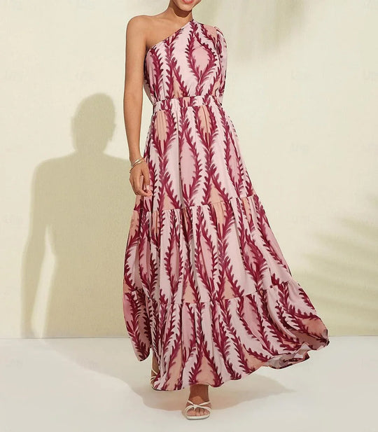 Variant image for Damen Ein-Schulter Maxikleid Festlich Atmungsaktiver Stoff-1