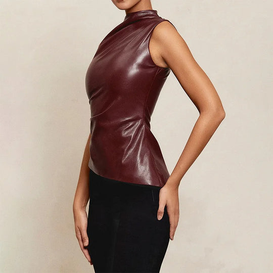 Ärmelloses Damen-Tanktop aus Leder