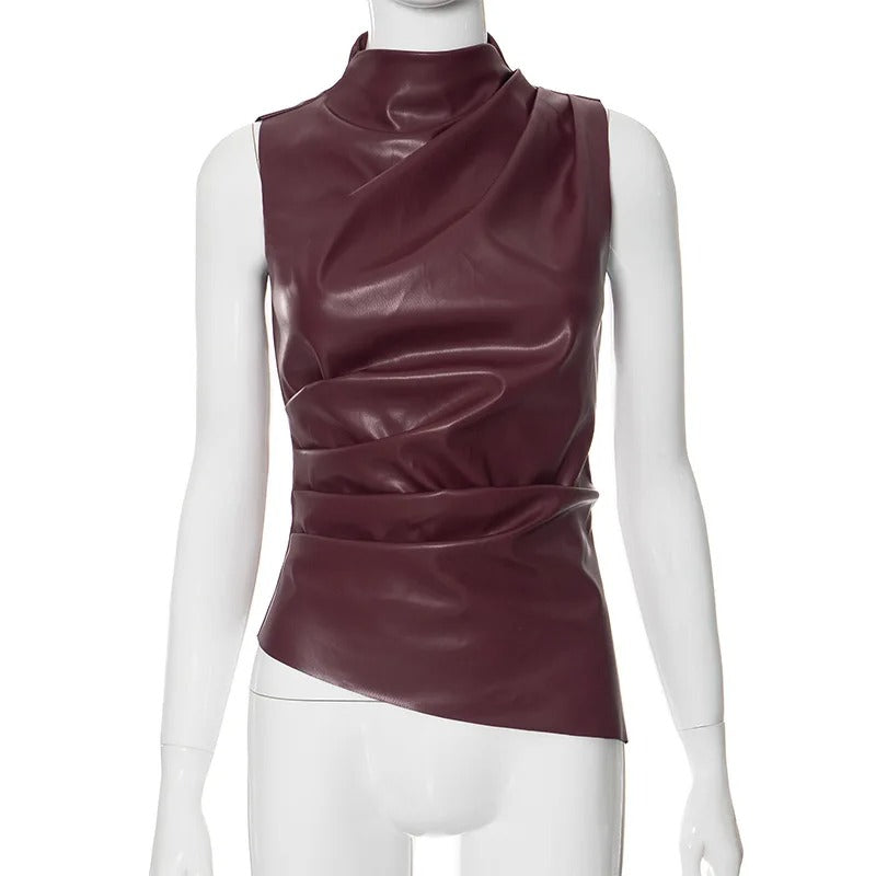 Ärmelloses Damen-Tanktop aus Leder