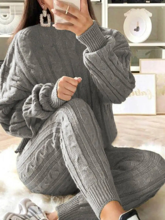 Plus Size Gestrickte Schulterhosen Set