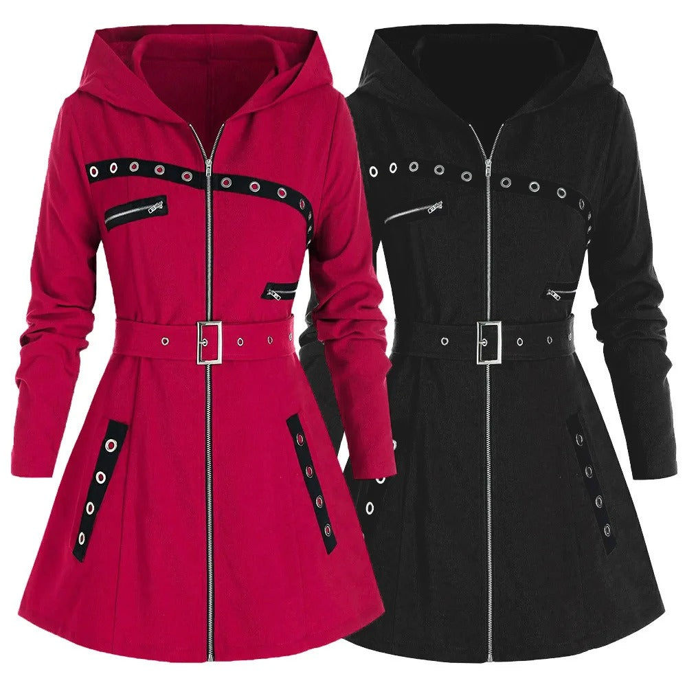 Lange Damen-Kapuzenpullover mit Kapuze