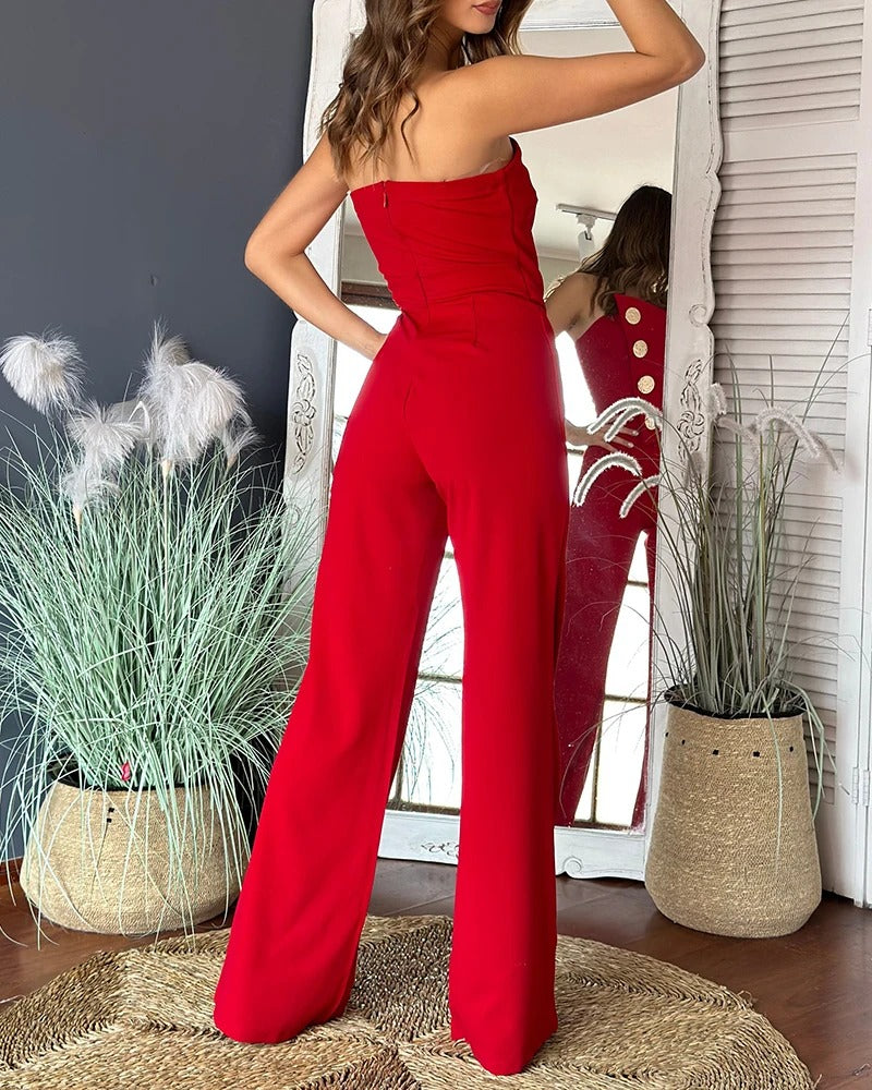 Asymmetrischer trägerloser Bandeau-Overall