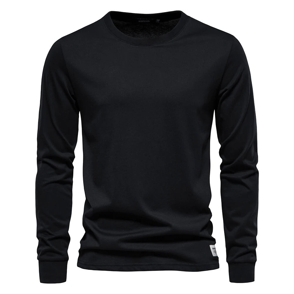 Unifarbenes Langarm-T-Shirt für Männer