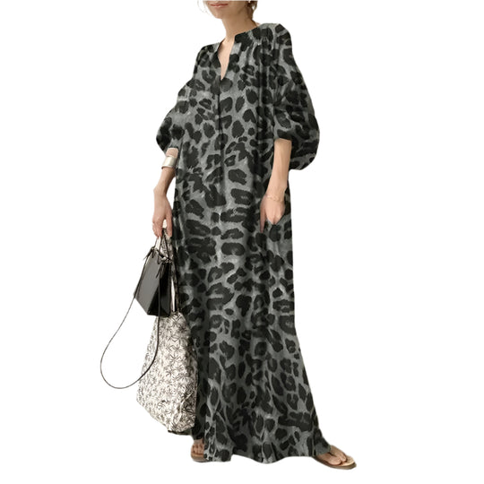 Leopardenmuster Maxikleid für Frauen