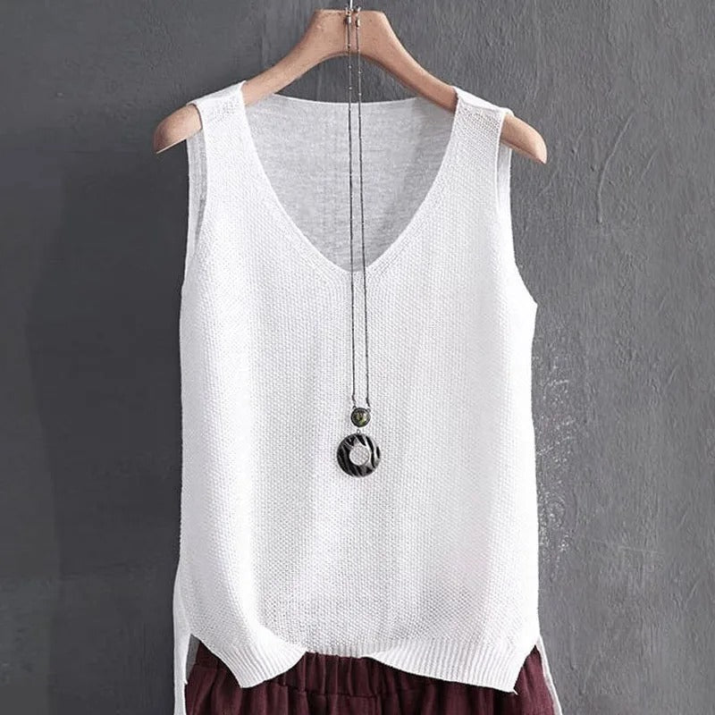 Ärmellose Strickbluse für Damen